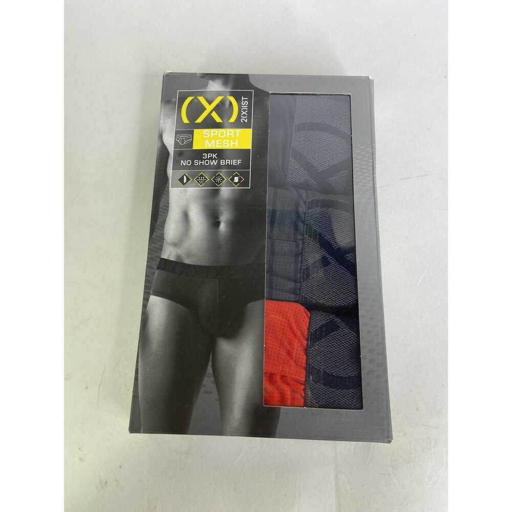 2xist Sport Mesh 3 Pack No Show Briefs Underwear Stretch Multicolor Mens Size XL